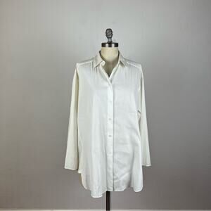 Lafayette 148 New York White Crepe Button Up Shirt